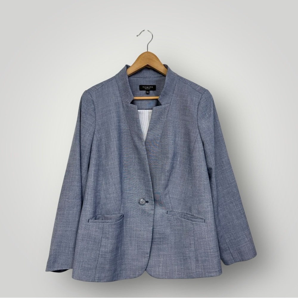 Talbots Tailored Sharkskin One-Button Blazer Sz 1… - image 2